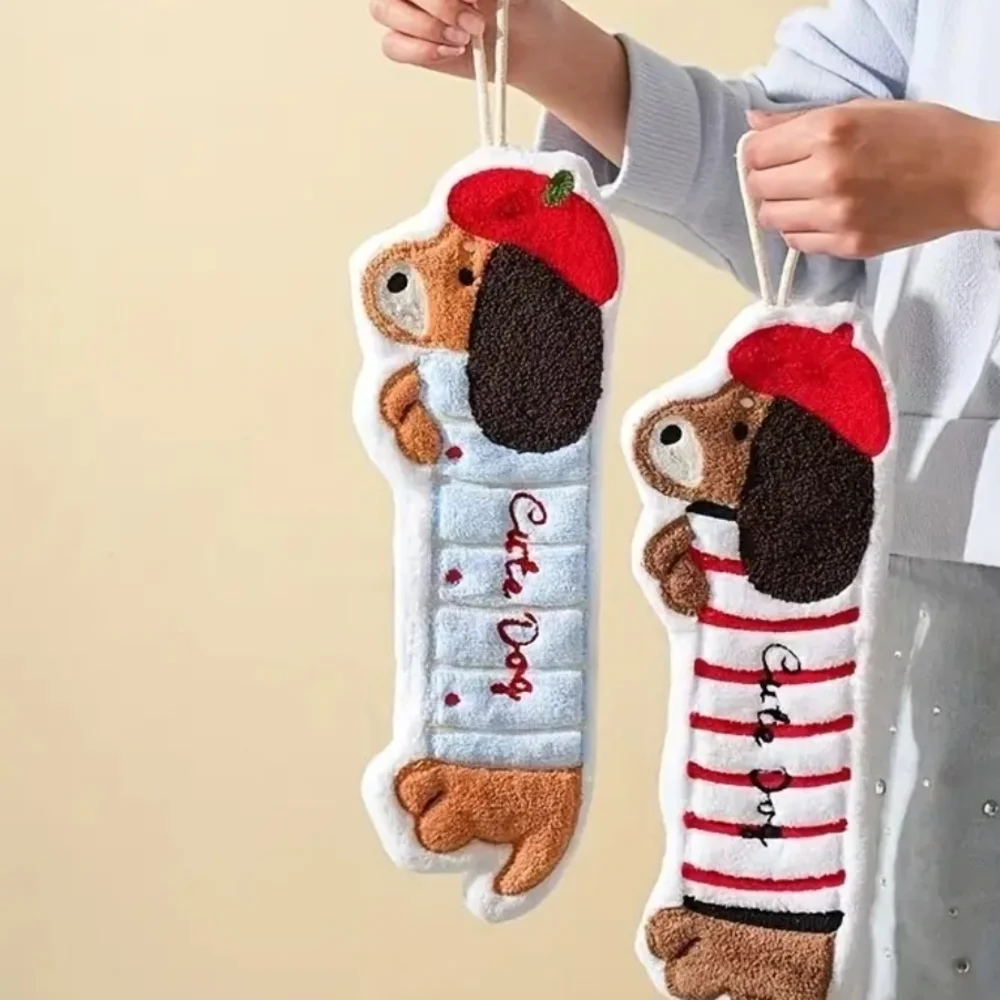 Red and Blue Dog Fleece Hand Towels